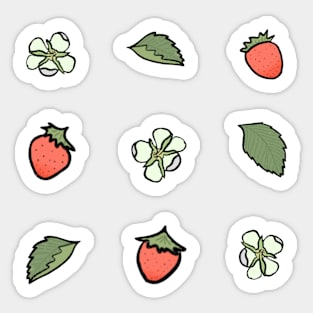 Cottagecore Strawberries and Flowers Sticker